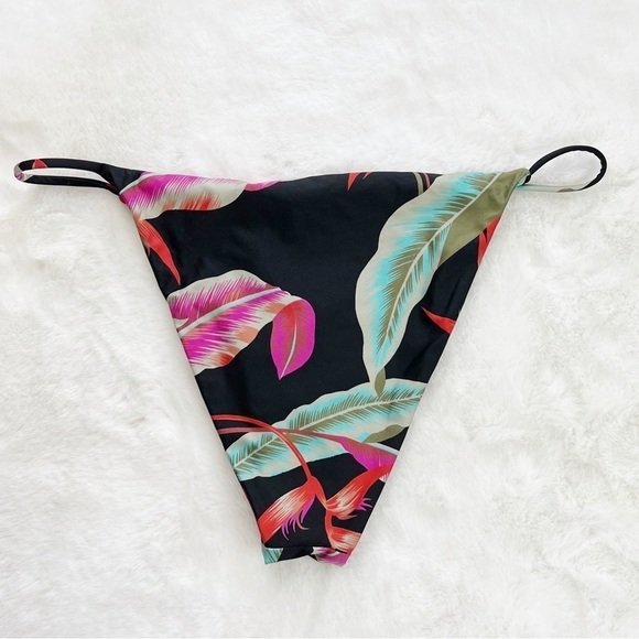 NWT Volcom Friends 4ever Skimpy Floral Palm Print Cheeky Bikini Bottoms - Picture 7 of 8